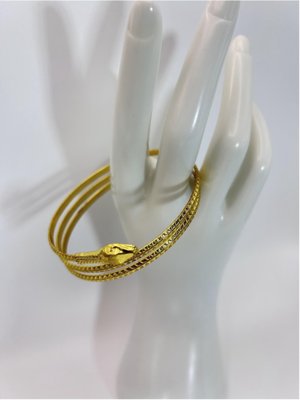 Bracelet Gold Tone Snake Wrap Bangle Textured Hook Womens Fashion Jewelry - Picture 2 of 4